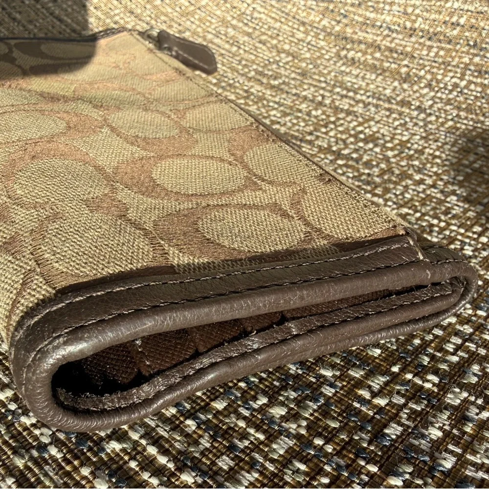 Coach Signature Brown and Tan Wallet